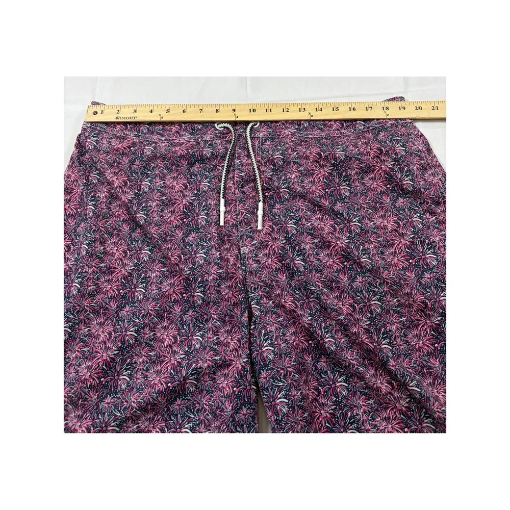 Johnnie-O Mens XXL Swim Trunks Navy Pink Fireworks Floral Board Shorts Liner